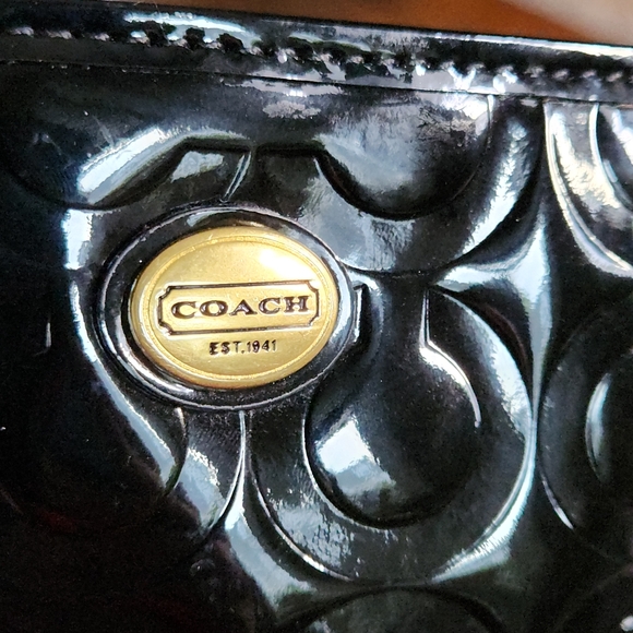 Coach Peyton F50540 OP Art Embossed Small Black Patent Leather Satchel - Picture 14 of 15